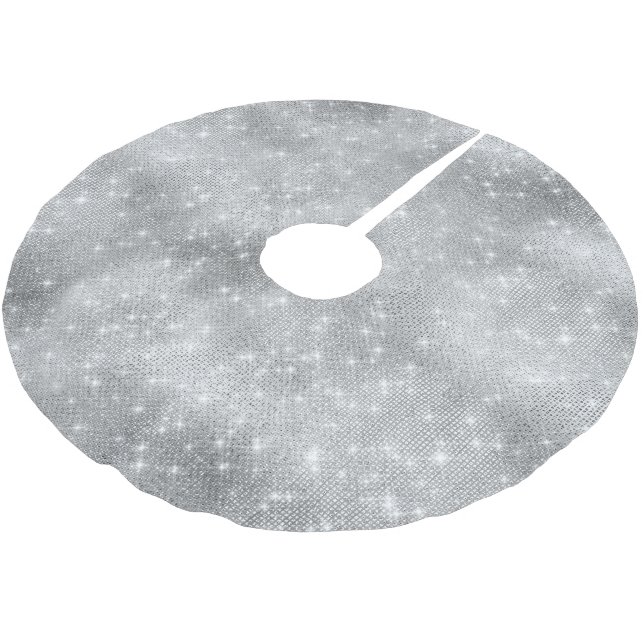 Silver Sparkle Brushed Polyester Tree Skirt (Angled)
