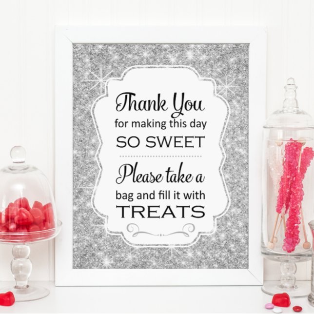 Silver Sparkle Candy Buffet Bridal Shower Sign (Creator Uploaded)