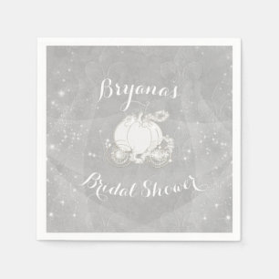 Silver Sparkle Carriage Cinderella Elegant Party Napkin
