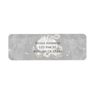 Silver Sparkle Carriage Cinderella Invitation Return Address Label