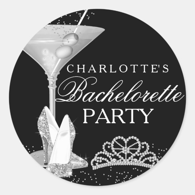 Silver Sparkle Cocktail Bachelorette Sticker (Front)