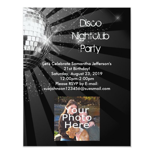 Silver Sparkle Disco Ball Party Card