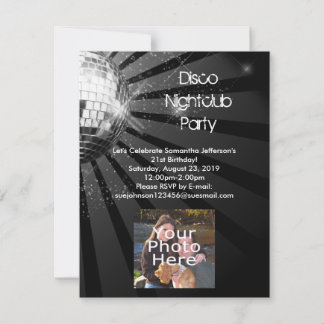 Silver Sparkle Disco Ball Party Invitation
