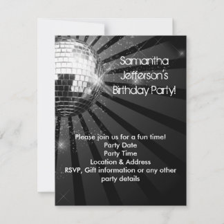 Silver Sparkle Disco Ball Party Invitation