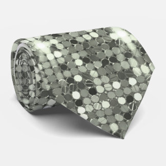 Silver Sparkle Disco Sequin Neck Tie