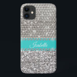 Silver Sparkle Glam Bling Personalised Metal iPhone 11 Case<br><div class="desc">Any glitter or diamonds in design are photos and simulated. This design may be personalised in the area provided by changing the photo and/or text. Or it can be customised by clicking Personalise this Template and then choosing the click to customise further option and delete or change the colour of...</div>
