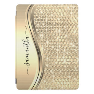 Silver Sparkle Glam Bling Personalized Metal iPad Pro Cover