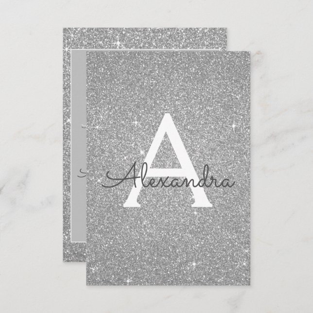 Silver Sparkle Glitter 50th Birthday Party Invitation (Front/Back)