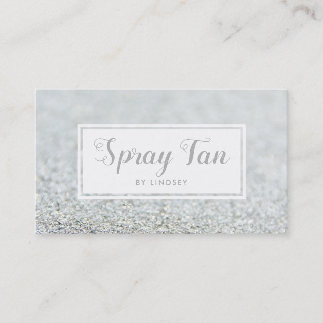 Silver Sparkle Glitter Beauty Spray Tan Salon Business Card (Front)