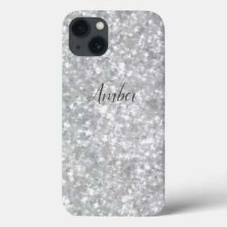 Silver Sparkle Glitter Elegant Personalised iPhone 13 Case