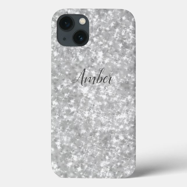 Silver Sparkle Glitter Elegant Personalised Case-Mate iPhone Case (Back)
