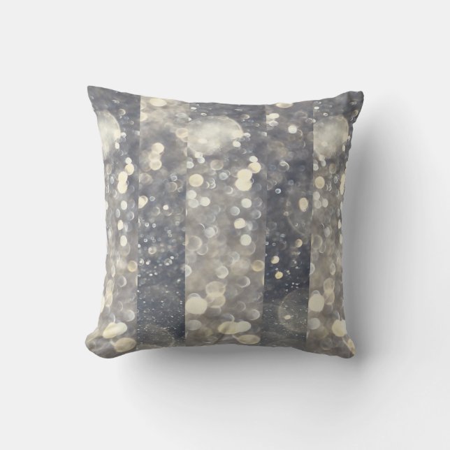 Silver Sparkle Glitter Glamour Glam Modern Trendy Cushion (Front)