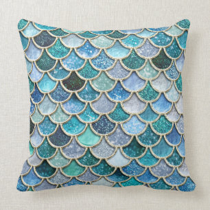 Silver Sparkle Glitter Mermaid Scales Cushion