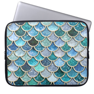 Silver Sparkle Glitter Mermaid Scales Laptop Sleeve