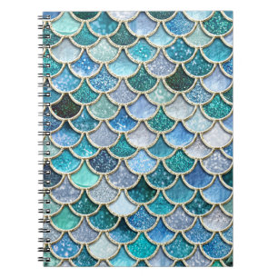 Silver Sparkle Glitter Mermaid Scales Notebook