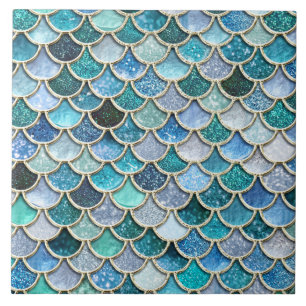 Silver Sparkle Glitter Mermaid Scales Tile