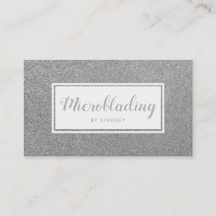 Silver Sparkle Glitter Microblading Therapit Business Card