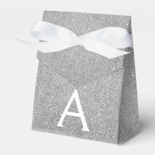 Silver Sparkle Glitter Monogram Name & Initial Favour Box