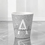 Silver Sparkle Glitter Monogram Name & Initial Latte Mug<br><div class="desc">Luxury Silver Sparkle Glitter Girly Chic Monogram Name and Initial Latte Coffee or Tea Mug. The monogrammed mug makes the perfect Bridal Shower,  Bachelorette Party,  Sweet 16 Birthday or Christmas gift for someone who loves rose gold.</div>