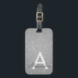 Silver Sparkle Glitter Monogram Name Luggage Tag<br><div class="desc">Silver Sparkle Glitter Monogram Name and Initial Luggage Tag. This bag tag is perfect for Back to School,  Work,  or Travelling.</div>