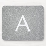 Silver Sparkle Glitter Monogram Name Mousepad<br><div class="desc">Silver Sparkle Glitter Monogram Name Monogram Mousepad. This Mousepad can be customised to include your first name.</div>