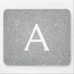 Silver Sparkle Glitter Monogram Name Mousepad<br><div class="desc">Silver Sparkle Glitter Monogram Name Monogram Mousepad. This Mousepad can be customised to include your first name.</div>