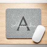 Silver Sparkle Glitter Monogram Name Mousepad<br><div class="desc">Silver Sparkle Glitter Monogram Name Monogram Mousepad. This Mousepad can be customised to include your first name.</div>