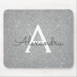 Silver Sparkle Glitter Monogram Name Mousepad<br><div class="desc">Silver Sparkle Glitter Monogram Name Monogram Mousepad. This Mousepad can be customised to include your first name.</div>