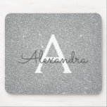 Silver Sparkle Glitter Monogram Name Mousepad<br><div class="desc">Silver Sparkle Glitter Monogram Name Monogram Mousepad. This Mousepad can be customised to include your first name.</div>