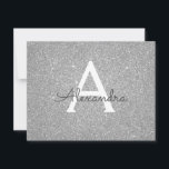 Silver Sparkle Glitter Sweet 16 Save the Date<br><div class="desc">Silver Sparkle Glitter Sweet Sixteen Monogram Name and Initial Birthday Party Save the Date Invitation. This invitation is perfect for the Sparkle Glitter Sweet 16 Birthday Party looking to celebrate in Pink Rose Gold.</div>