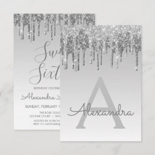 Silver Sparkle Glitter Sweet Sixteen Birthday Invitation