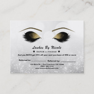 Silver Sparkle Lashes Refer Friend Aftercare Referral Card