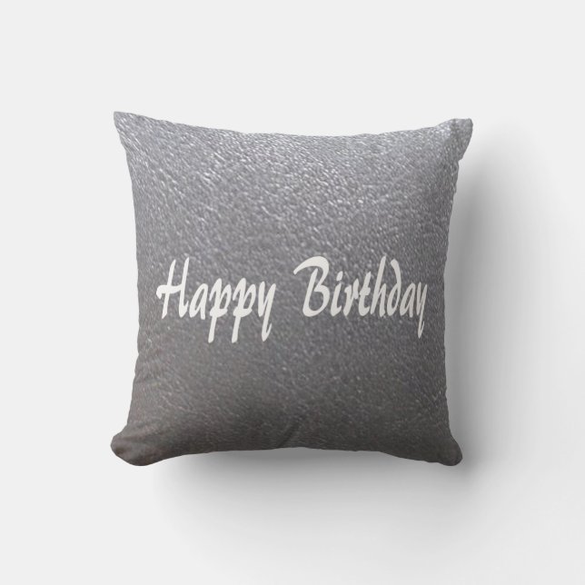 Silver Sparkle Leather Look  DIY add TEXT IMAGE Cushion (Front)