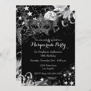 Silver Sparkle Magical Night Masquerade Invitation