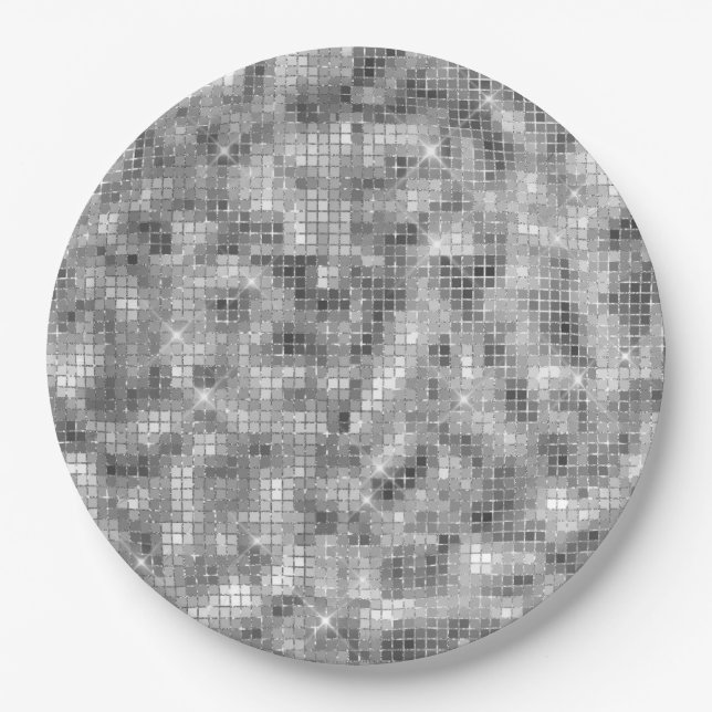 Silver Sparkle Paper Plate (Front)