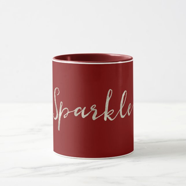 Silver Sparkle Red Burgundy Mug (Center)