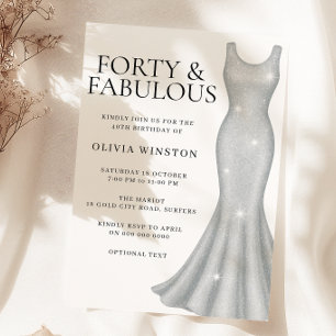 Silver Sparkle Shimmer Dress 40th Birthday Party Invitation