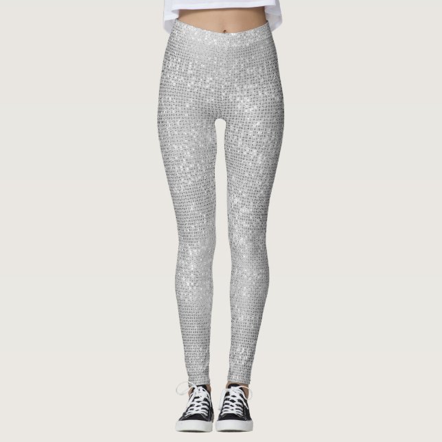 Silver Sparkle Shimmery Leggings (Front)