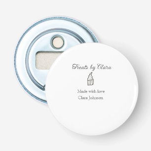 Silver sparkle treats bakery made with love name bottle opener