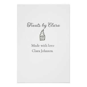 Silver sparkle treats bakery made with love name poster
