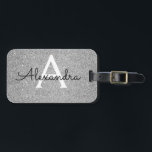 Silver Sparkle Twinkle Glitter Monogram Name Luggage Tag<br><div class="desc">Silver Twinkle Sparkle Glitter Monogram Name and Initial Luggage Tag. This bag tag is perfect for Back to School,  Work,  or Travelling. The Glitter and Silver Luggage Tag is also a great Wedding Favour for Bridesmaids.</div>