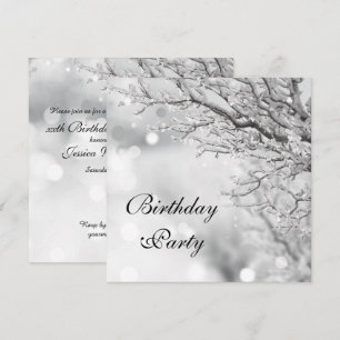 Silver Sparkle Winter Birthday Party Invitation
