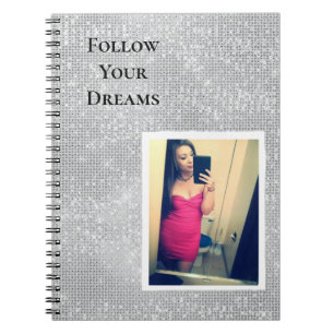 Silver Sparkle Your Photo Personalised Quote Notebook
