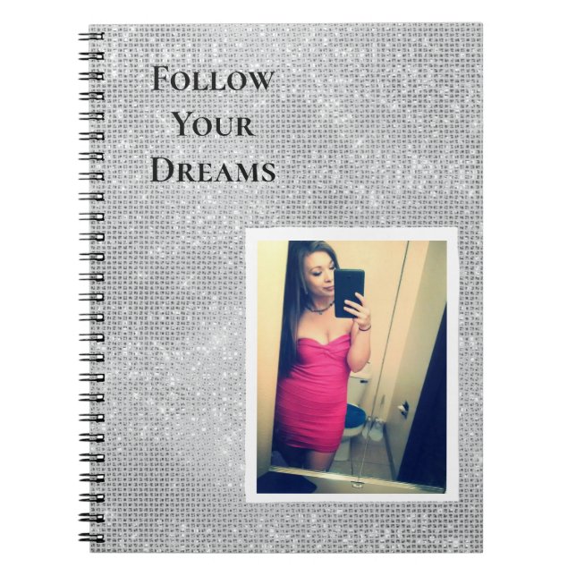 Silver Sparkle Your Photo Personalised Quote Notebook (Front)
