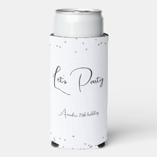 Silver Sparkles Fully Customisable Party Seltzer Can Cooler