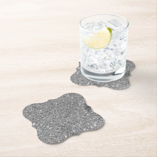 Silver Sparkles Glitter Paper Coaster (Insitu)