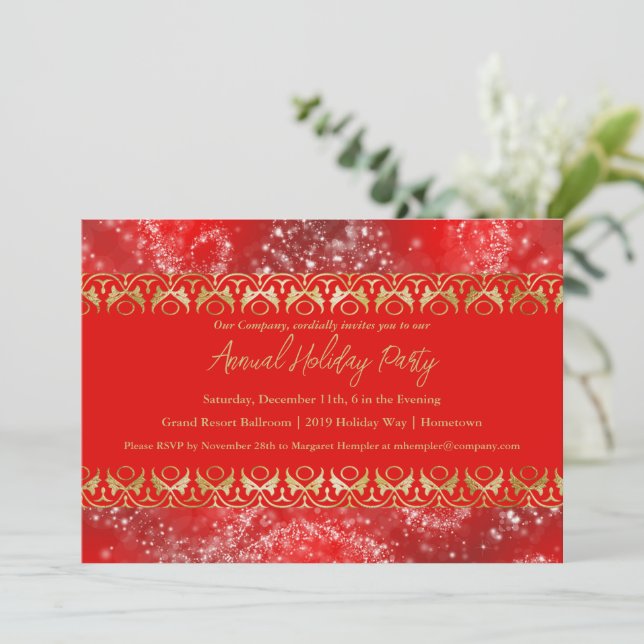 Silver Sparkles Holiday Party Invitation (Standing Front)