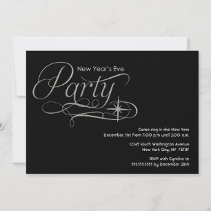 Silver Sparkles New Year's Eve Party Invitation