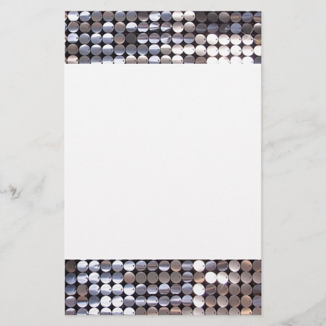 Silver Sparkling Sequin Look Stationery (Front)