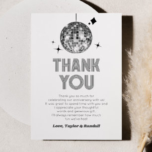 Silver Sparkly Disco Ball Wedding Anniversary Thank You Card
